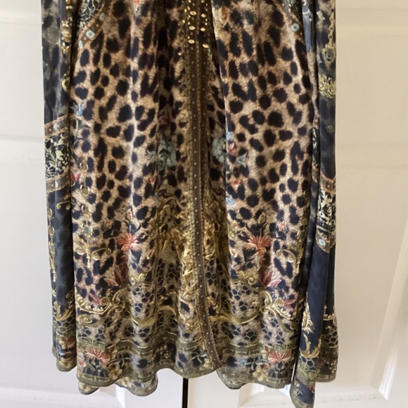 CAMILLA Long Dress With Smocked Waist Bell Sleeves *Abingdon Palace* 100% Silk - Picture 9 of 16